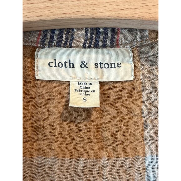 Cloth & Stone Brown Plaid Button-Up Shirt With Pockets Womens S Soft Lightweight - Picture 5 of 8